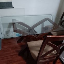 Dinning Table Glass  x 4  Chairs