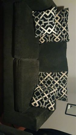 Black Fabric Sofa with Accent Pillows