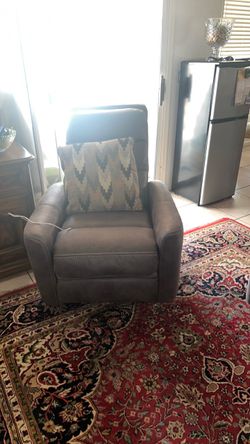 Gray Leather Power Recliner Chair