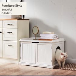 unipaws Cat Litter Box Enclosure Furniture, Cat Washroom, Hidden Litter Box Cover, Cabinet for Large Cat, Dog Proof Cat Litter Boxes, Hideaway Litter 