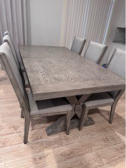 Dining table set 6 chairs, extendable