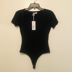 Black Solid Form Fitted Bodysuit