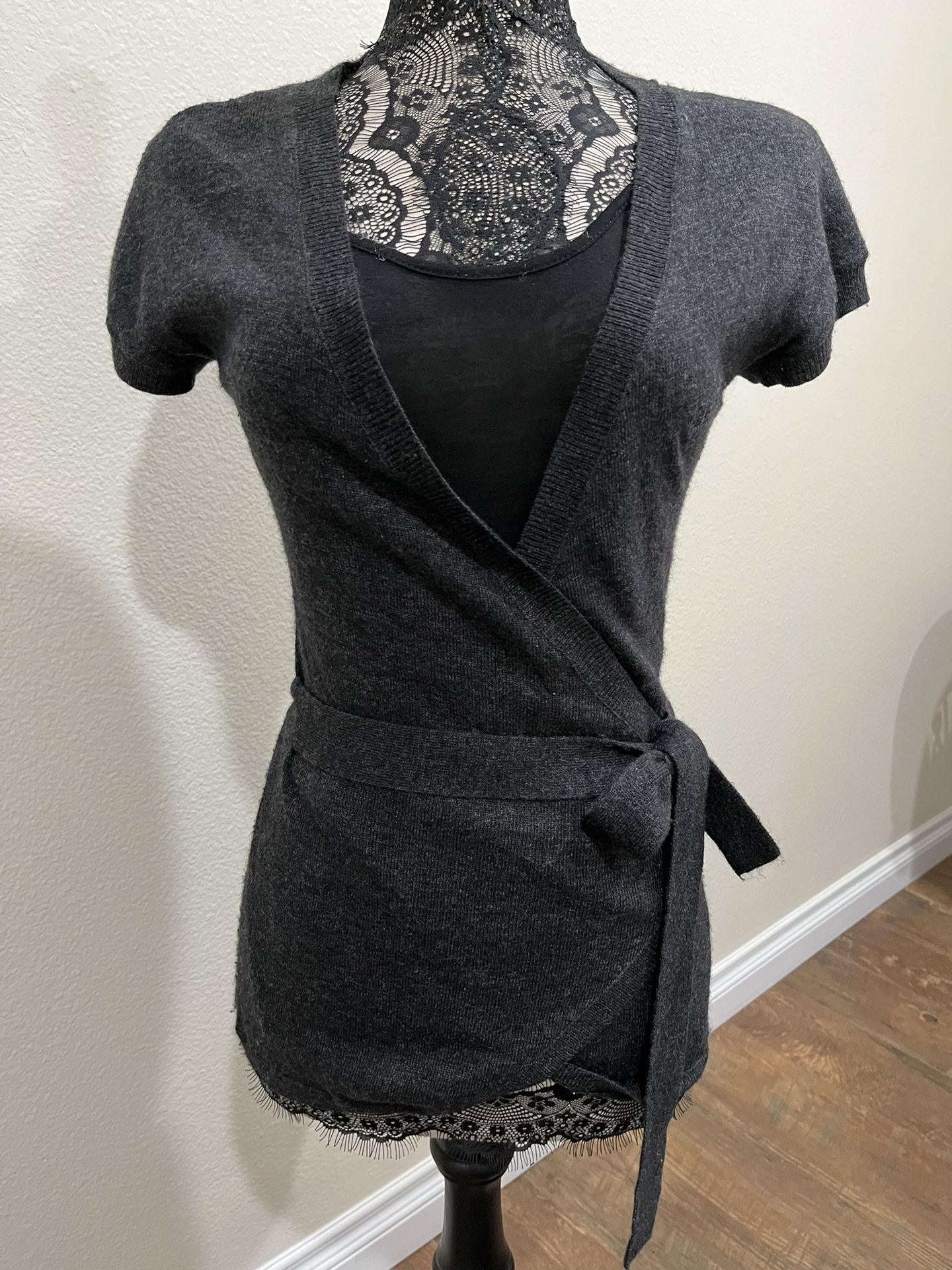 BCBGMaxazria Sweater Wool/Angora Charcoal Vest