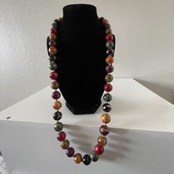 Women’s Multi Colored Beaded Fashion Jewelry Necklace, Lobster Claw Closure, 15”