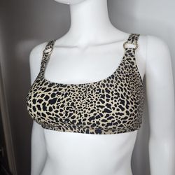 Michael Kors Leopard Print Women's Bralette Swimsuit Top Bikini Top Size S