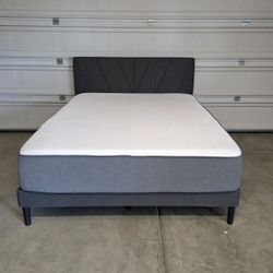 Queen Size Platform Upholstered Bed. Lightly Used, in great condition. 

Grey Platform Bed Frame With Casper Mattress. 

$425