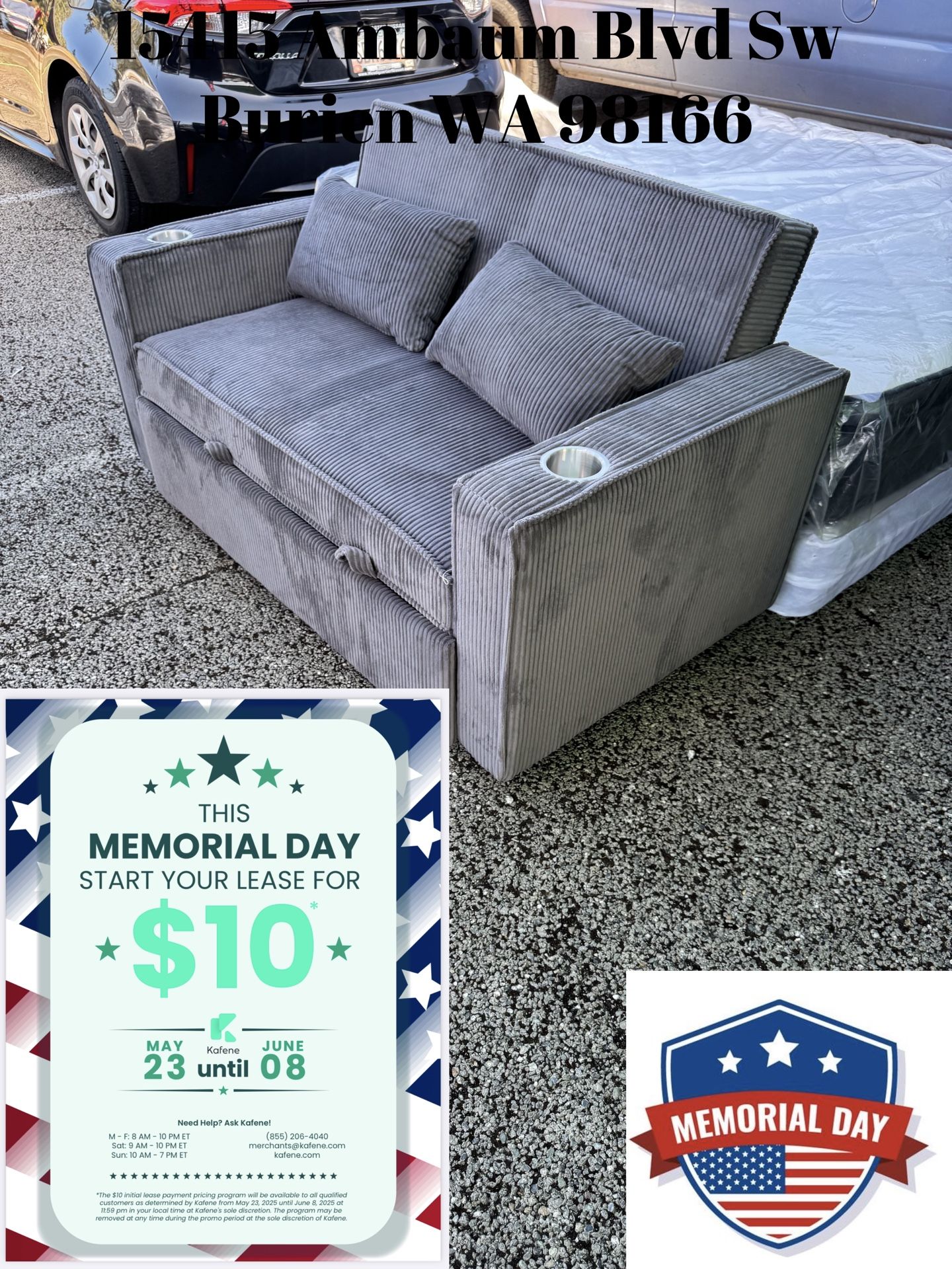 Convertible Sofa Sleeper Sofa W/ Cup Holders & USB Port