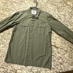 Men’s Medium Obey Army Green Woven Long Sleeve Button Up