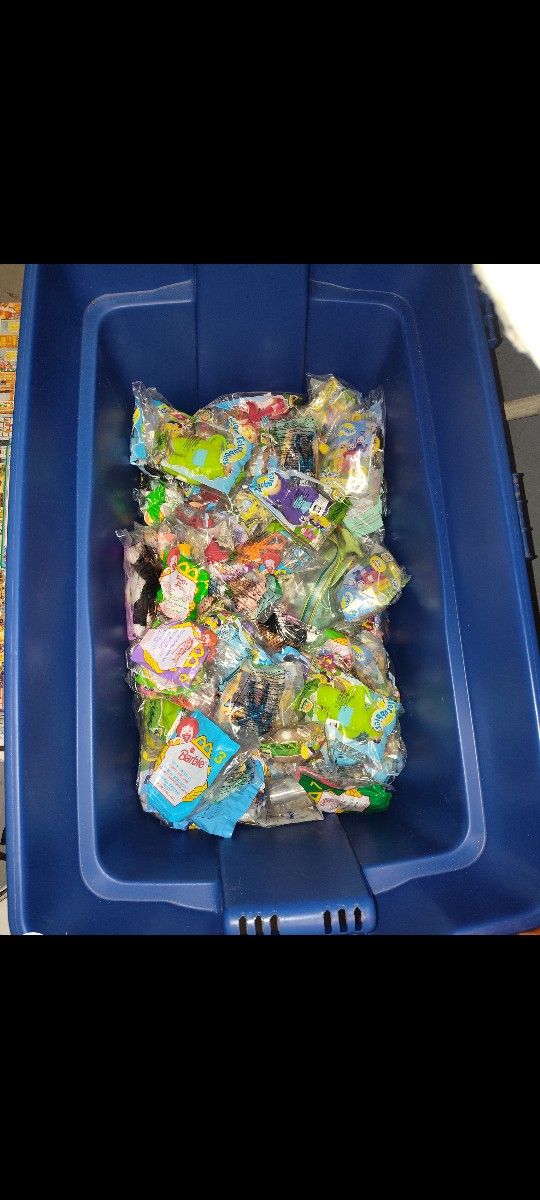Bins Of Vintage McDonald's Toys And Tela Tubbys And Beanie Babys