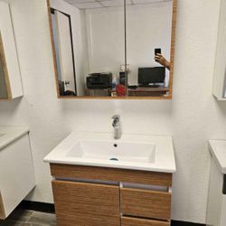 Floating Bathroom Vanity Set (Sink, Mirror & Faucet)