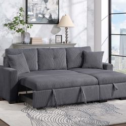 Special Dark Gray Pull Out Sofa Bed With Reversible Storage Chaise 