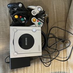 GameCube and 2 Controllers