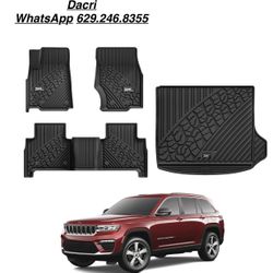 3W Floor Mats & Cargo Liner Fit for 2022-2024 2025 Jeep Grand Cherokee (Non L or WK) TPE All Weather Custom Fit Floor Liner for 1st 2nd Rows and Trunk