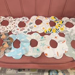 [New]10-pack unisex baby drooling bib set Waterproof 360° Rotating 100% Cotton