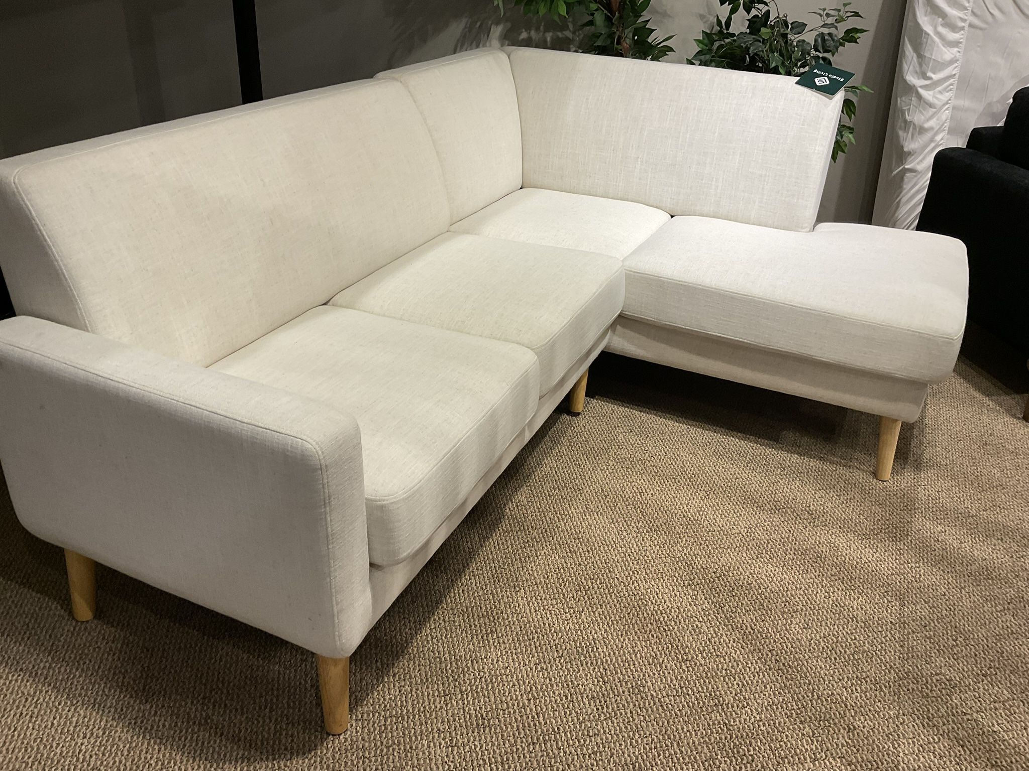 New Stella 2 pc cream fabric upholstered sectional by studio living