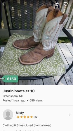 Justin boots sz 10