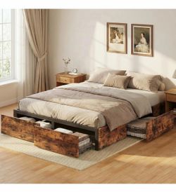 King bed frame with storage
