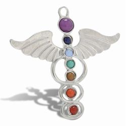 *NEW ARRIVAL* 7 Chakra Beads ANGEL WINGS Pendant Necklace Jewelry *See My Other 800