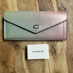 Coach CA262 Wyn Pale Pistachio Multi Ombre Soft Leather Wallet