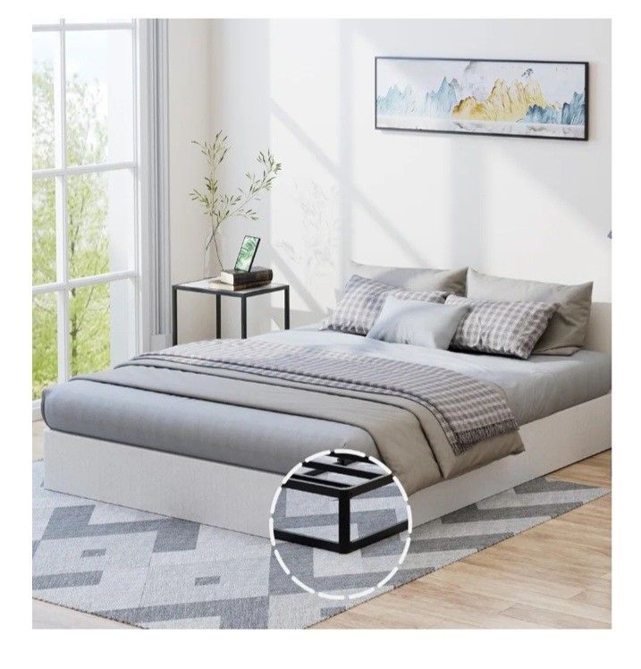 QUEEN BOX Spring Heavy Duty Metal Mattress Foundation with Fabric Cover, Easy Assembly
