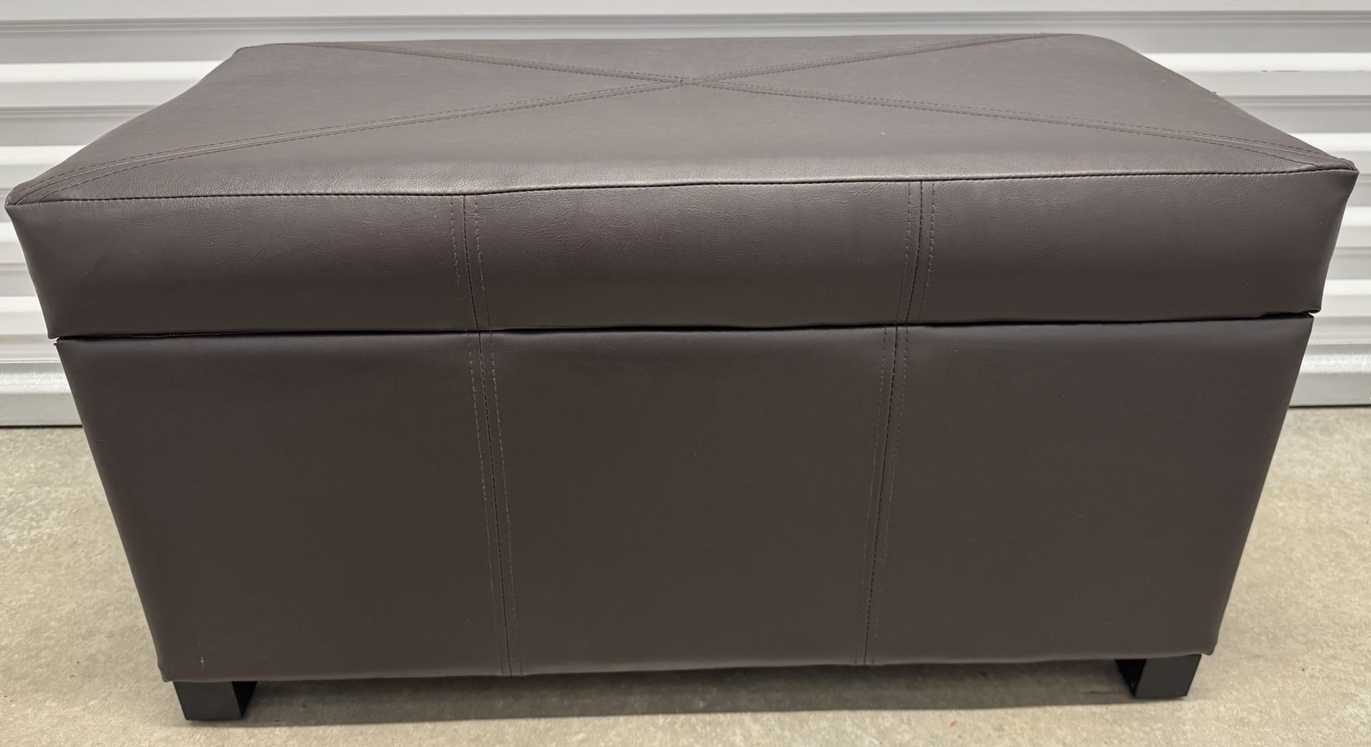 Used Dark Brown Faux Leather Storage Ottoman