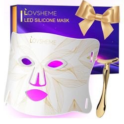 Red Light Therapy for Face, LED Face Mask Light Therapy, Red Light Therapy Mask for Acne, Wrinkles and Skin Rejuvenation, 320 LEDS, 3 Modes, 10-Min Au