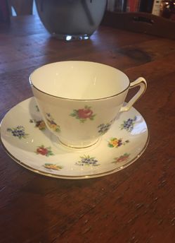 Staffordshire Crown fine bone china. Tea cup and saucer