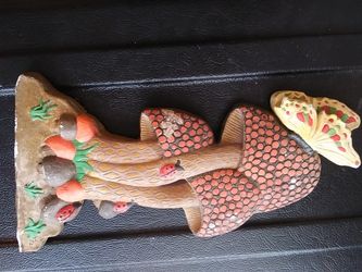 Antique porcelain mushroom wall hang