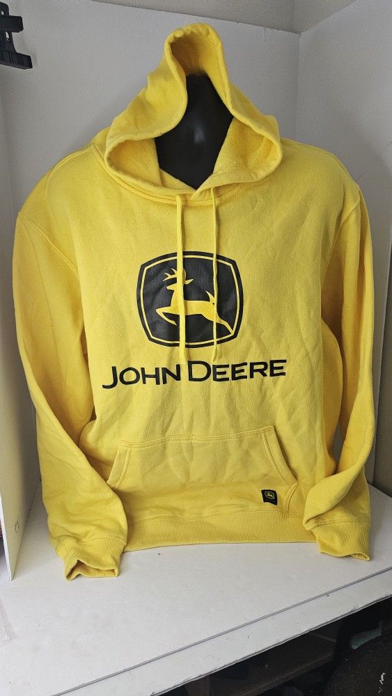 Mens Lg John Deere Yellow Hoodie W Pockets
