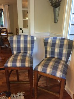 Adorable Blue Plaid Barstools