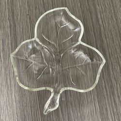 Vintage Glass Maple Leaf Divided Serving Dish - Elegant Candy Plate