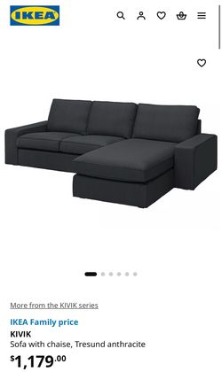IKEA Kivik Sofa with Chaise in Tresund Anthracite