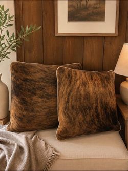 Genuine Cowhide Throw Pillows – Set of 2