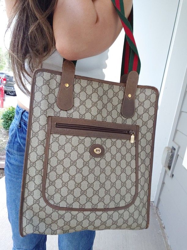 Authentic Vintage Gucci GG Monogram Supreme Sherry Web Ophidia Shopper Tote Bag