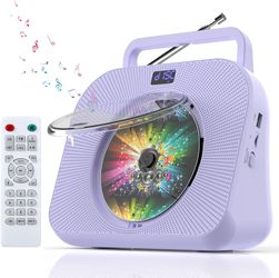 CD Player with Bluetooth，Double HiFi Sound Speakers，Sleep Mode,Desktop CD Music Players,Support AUX/USB/Headphone Jack/Music Fiber Optics/FM Radio Boo