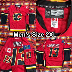 Calgary Flames Johnny Gaudreau #13 NHL Hockey Reebok CCM Red Jersey Size 2XL 52
