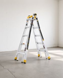 Gorilla Ladder 22 ft. Reach Aluminum Multi-Position Ladder w/ Project Bucket, Tool Hangers, 300 lbs. Load Capacity, Type 1A Duty Rating
