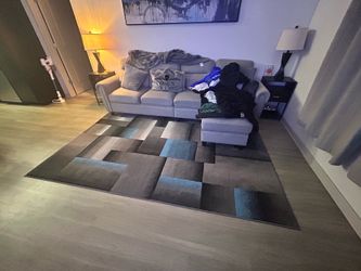 New 6x9 Area Rug – Modern Gray/Blue Geometric Design