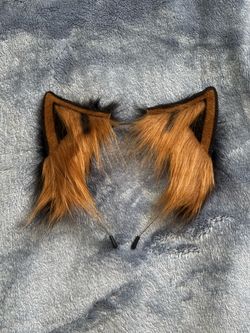 Black and brown wolf ears headband