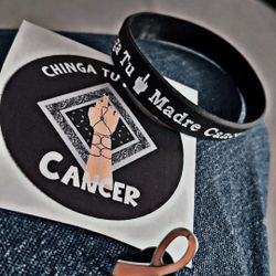 Chinga Tu Madre Cancer Braclets And Ribbon Hat Pins