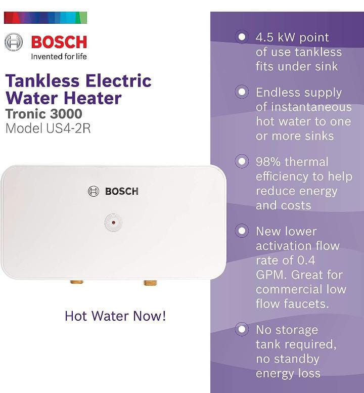 Bosch Thermotechnology (contact info removed), 4.5kW, Bosch US4-2R Tronic 3000 Electric #1063