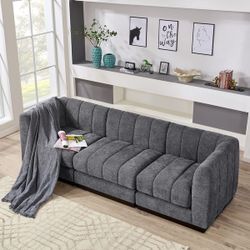 94'' Oversized Sofa Extra Deep 3 Seater Modular Chenille Couch - Grey