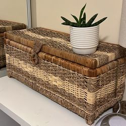 Boho Wicker Chest / Storage Box