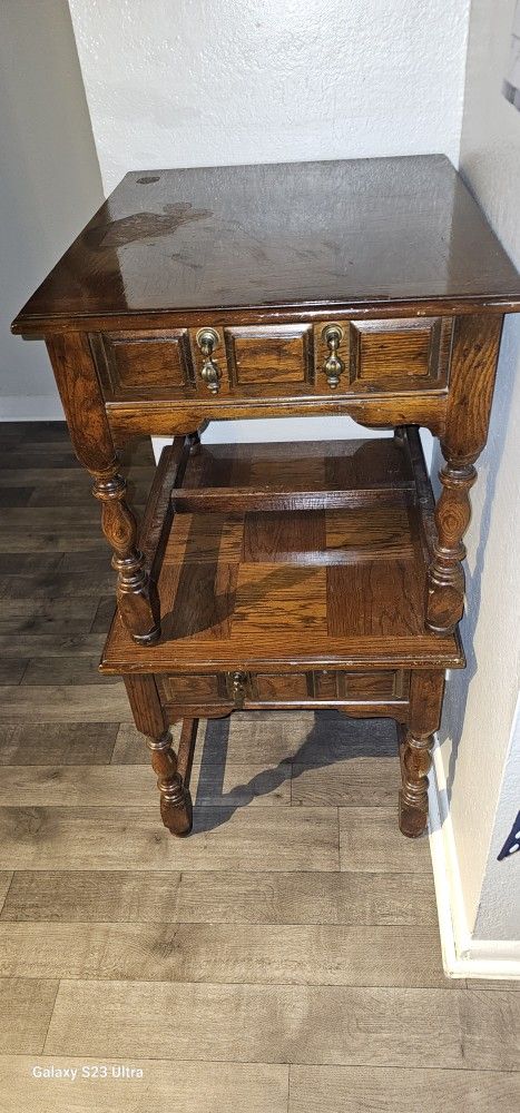 Coffee Table And Two End Tables Wood Solid