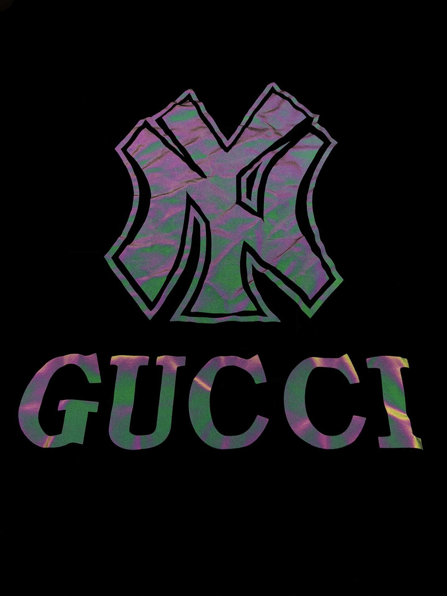 Reflective Gucci shirt, (First picture is back of shirt