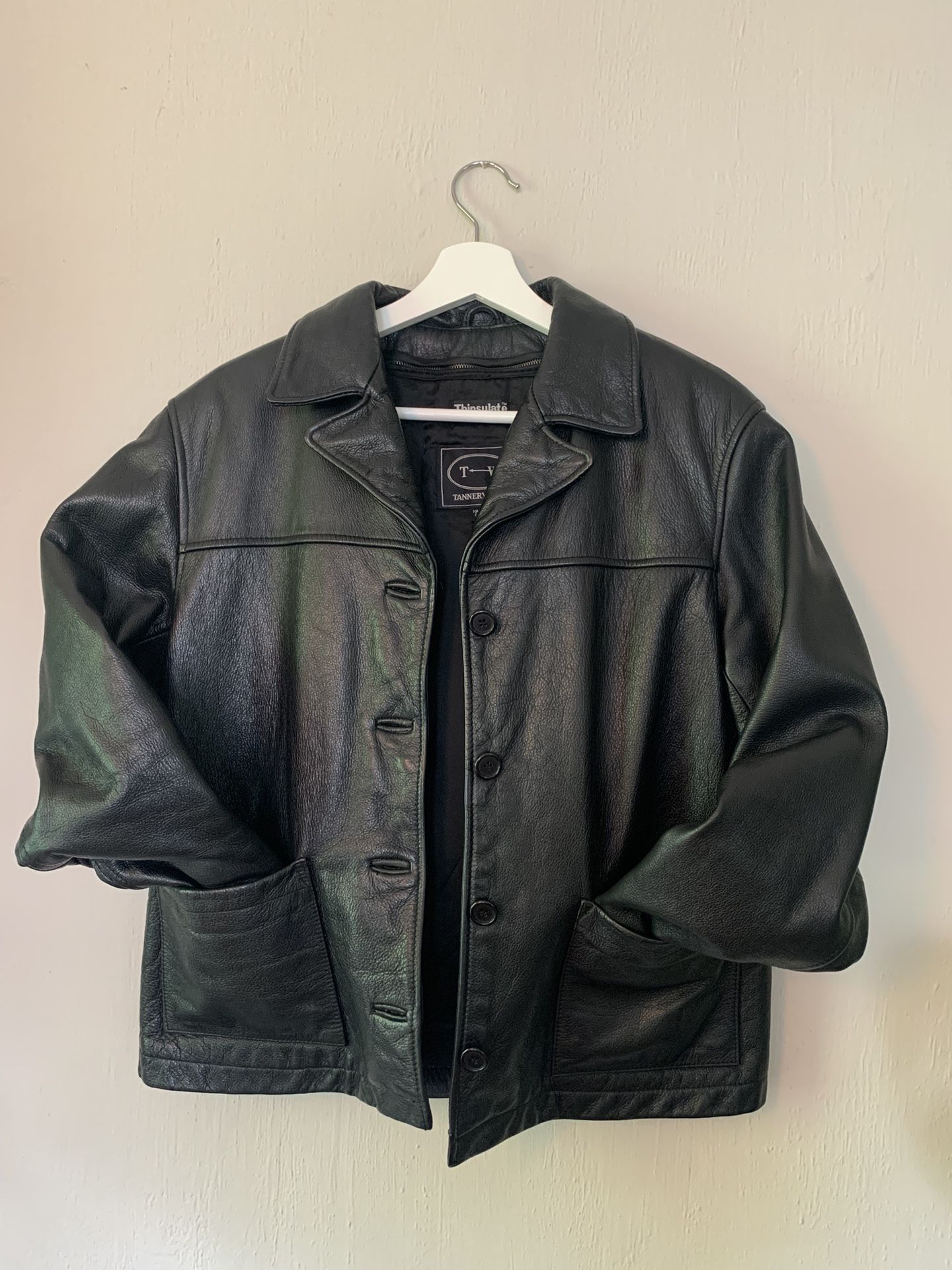 Tannery West Leather Jacket With Zip Out Thinsulate Lining: Size M