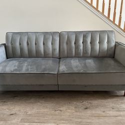 Beautiful Velvet Gray Sofa