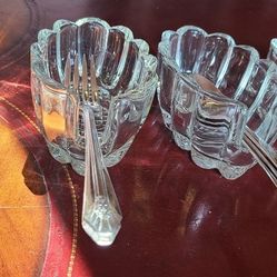 Lot of 4 Sculped Glass Utensil Holders