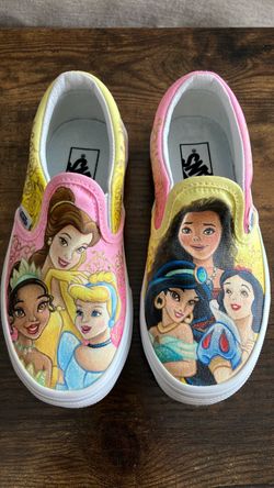 Custom Painted Disney Princess Vans Slip-Ons