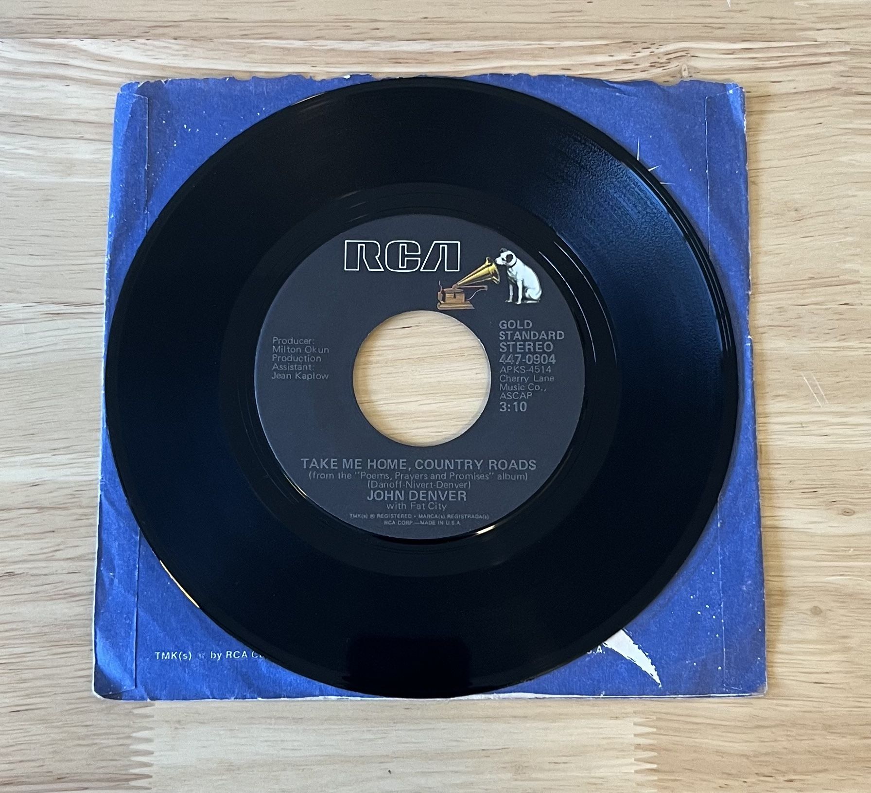 Take Me Home, Country Roads-John Denver 45rpm 7” Vinyl Record